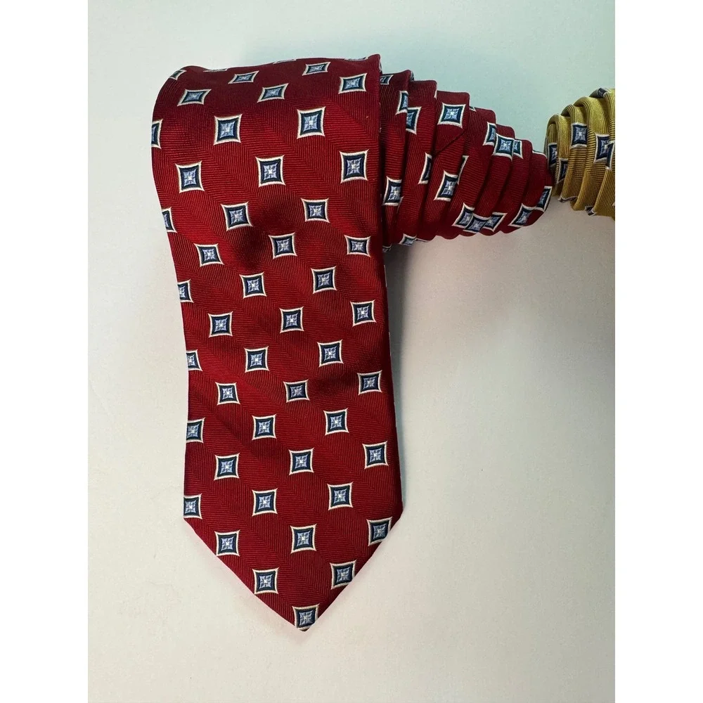 Jos. A. Bank Executive Collection Silk Ties Lot of 2 Burgundy Gold Medallion
